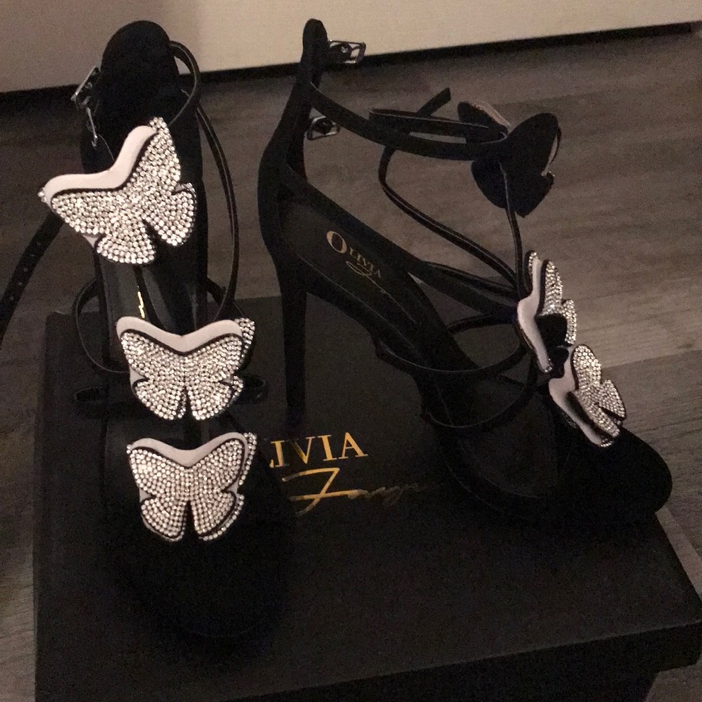 Black butterfly high heels